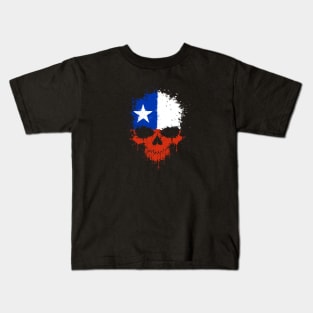 Chaotic Chilean Flag Splatter Skull Kids T-Shirt